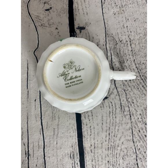 Tea‎ Cup Saucer Fine English Bone China Floral Pink Purpl Roses Allyn Nelson - Picture 9 of 10